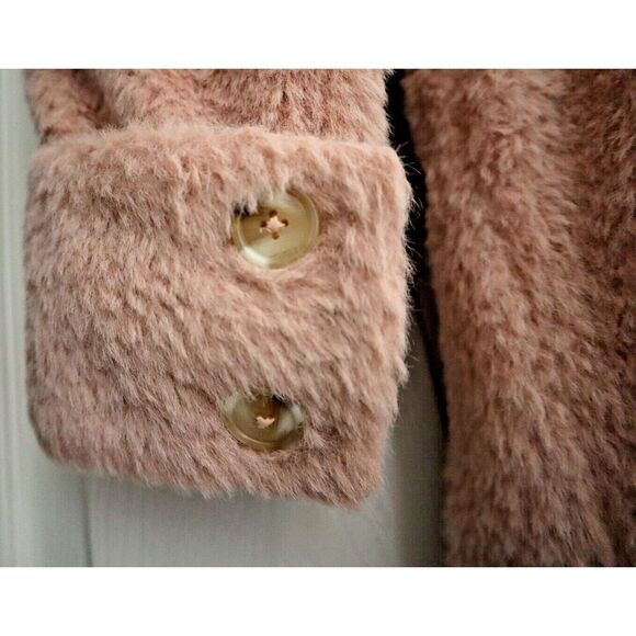 Free People OB1838252 Women Sz S Pink Faux Sherpa Relaxed Fit Cuff It Coat - Picture 6 of 12